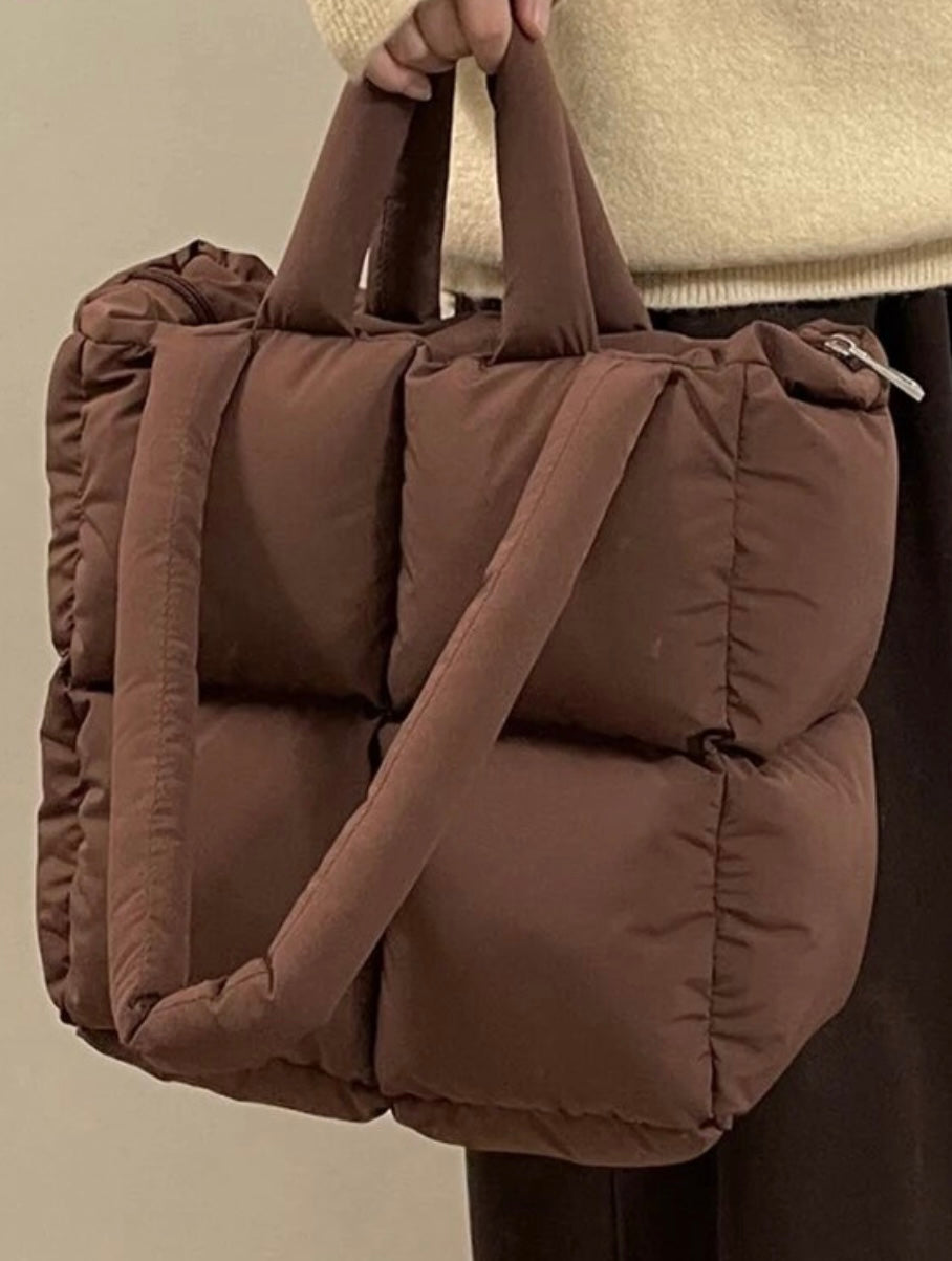 Winter Space Cotton Shoulder Bag - Brown