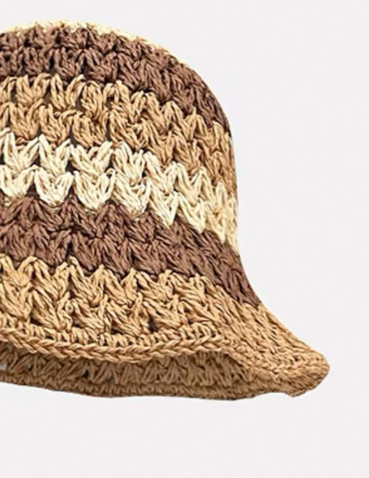 Color Block Striped Straw Bucket Hat