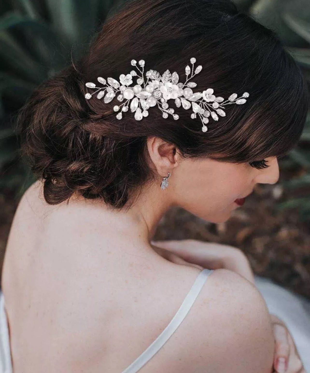 Silver Flower and Pearl Hair Clip