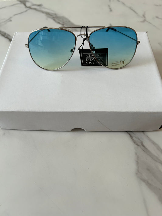 Fashion Aviator Glasses - Blue Tint