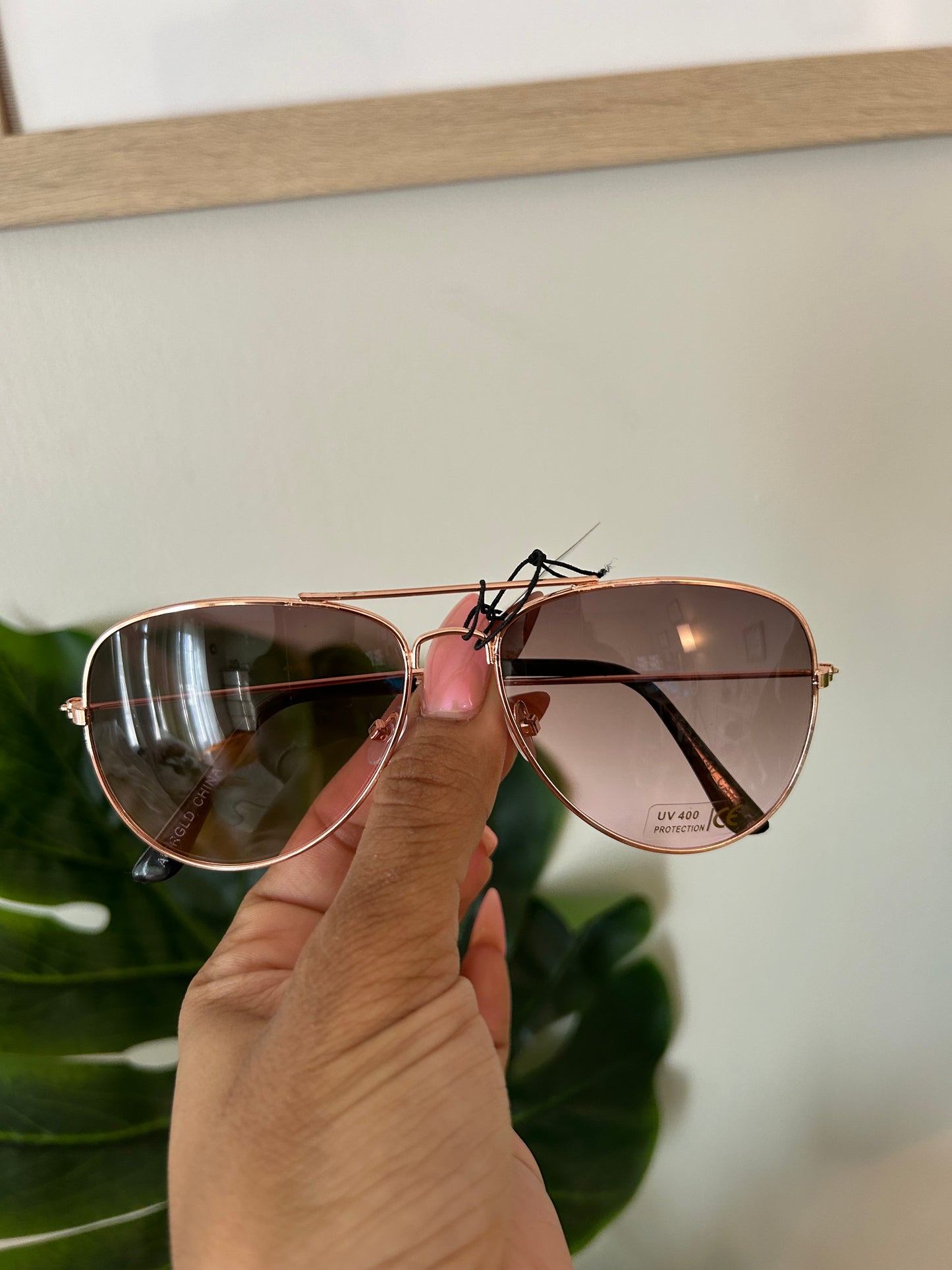 Fashion Aviator Glasses - Brown Tint