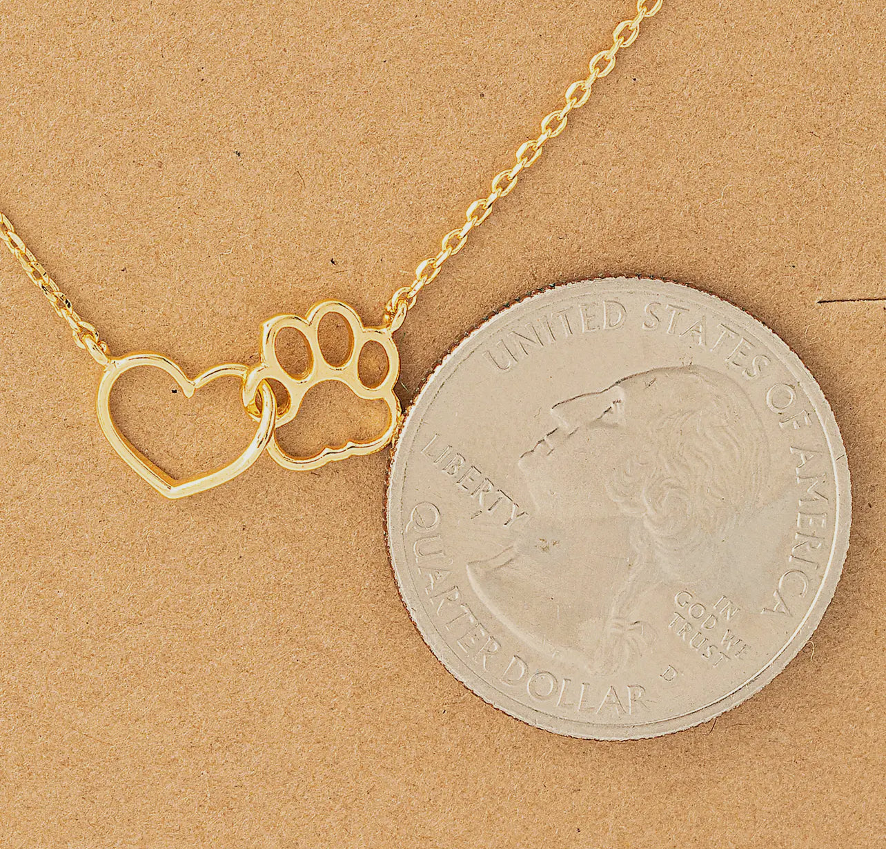 Dog Paw Heart Cutout Pendant Necklace