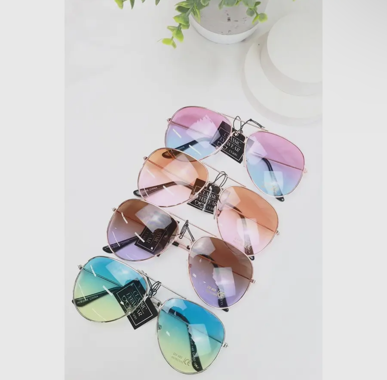 Fashion Aviator Glasses - Blue Tint