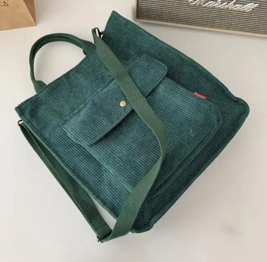 Corduroy Shoulder Bag - Green