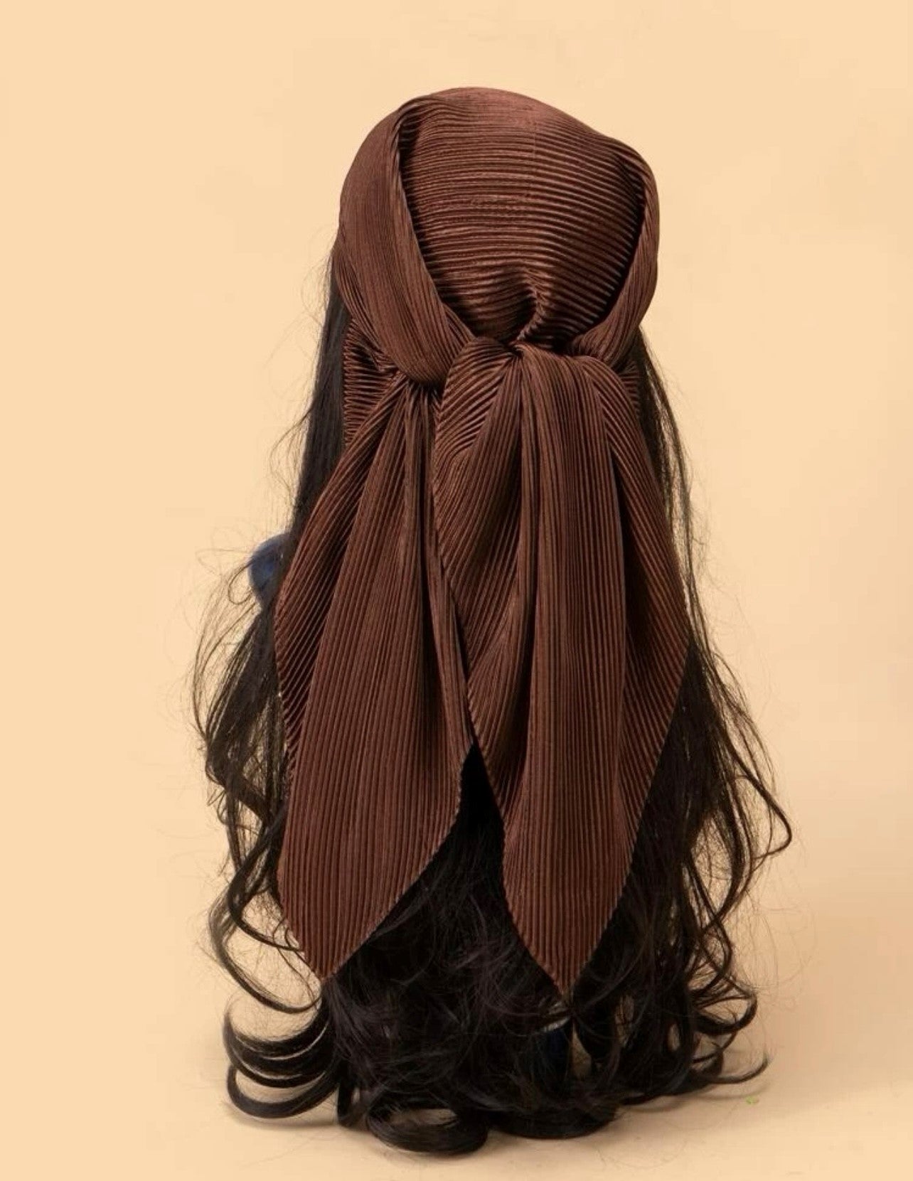 Solid Crumpled Scarf - Brown