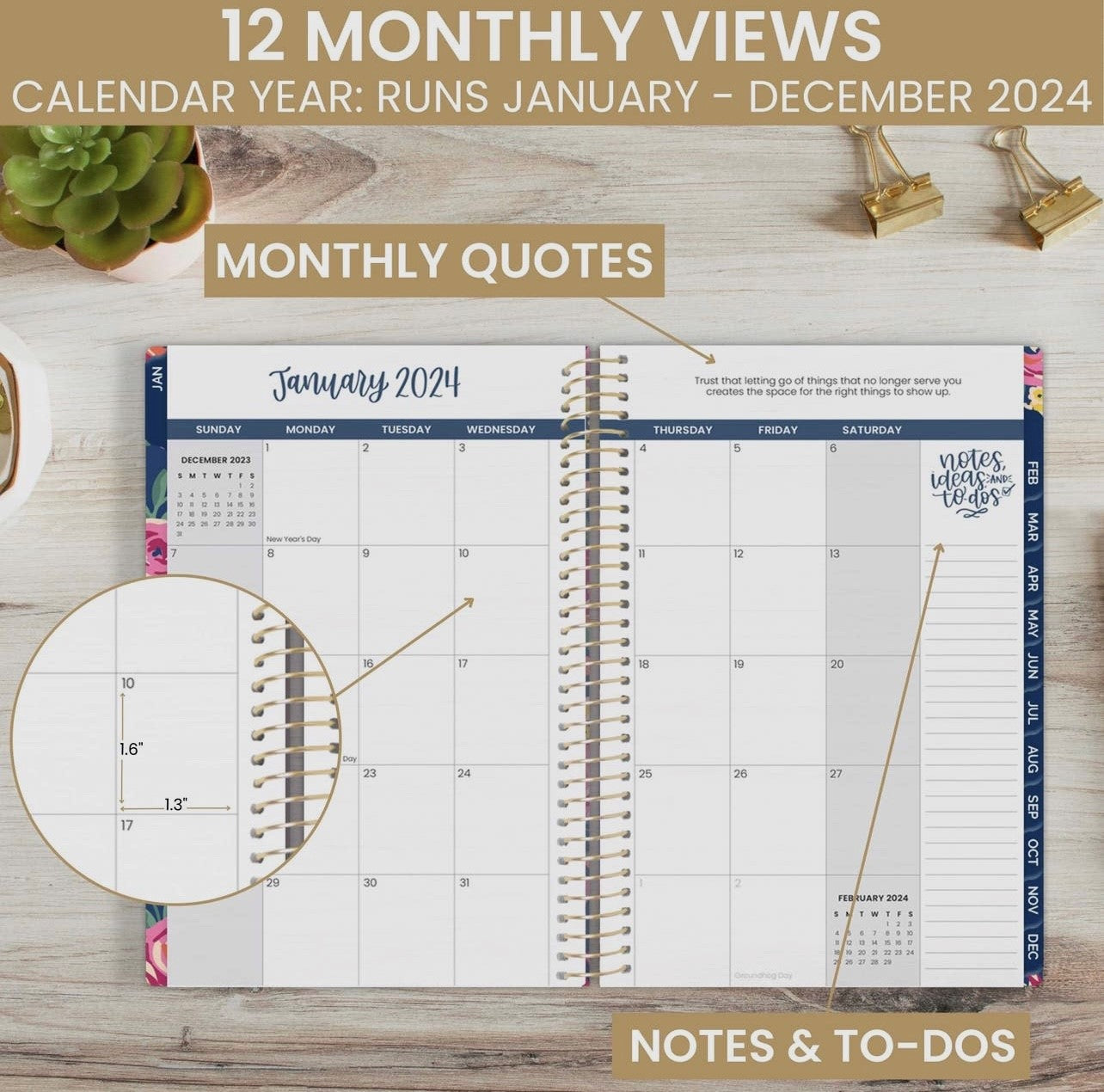 2024 Calendar Year 5x8 Soft Cover Planners - Tan Leopard